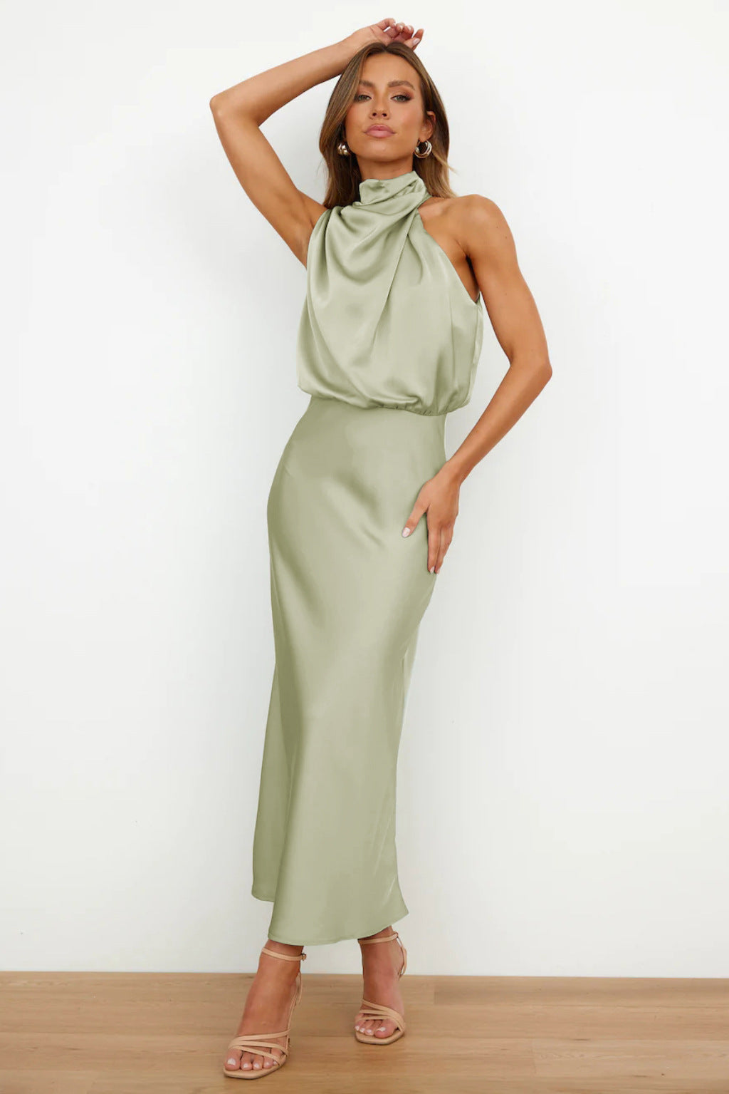 Carlina™ - Lang kjole med halterneck