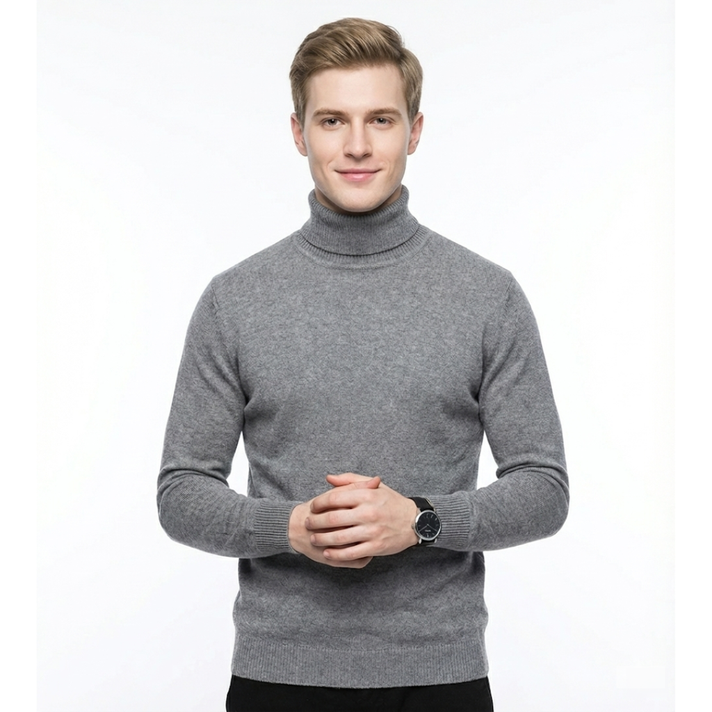 Monte Carlo Premium Rullekravebluse til mænd – Finmasket bluse med høj hals