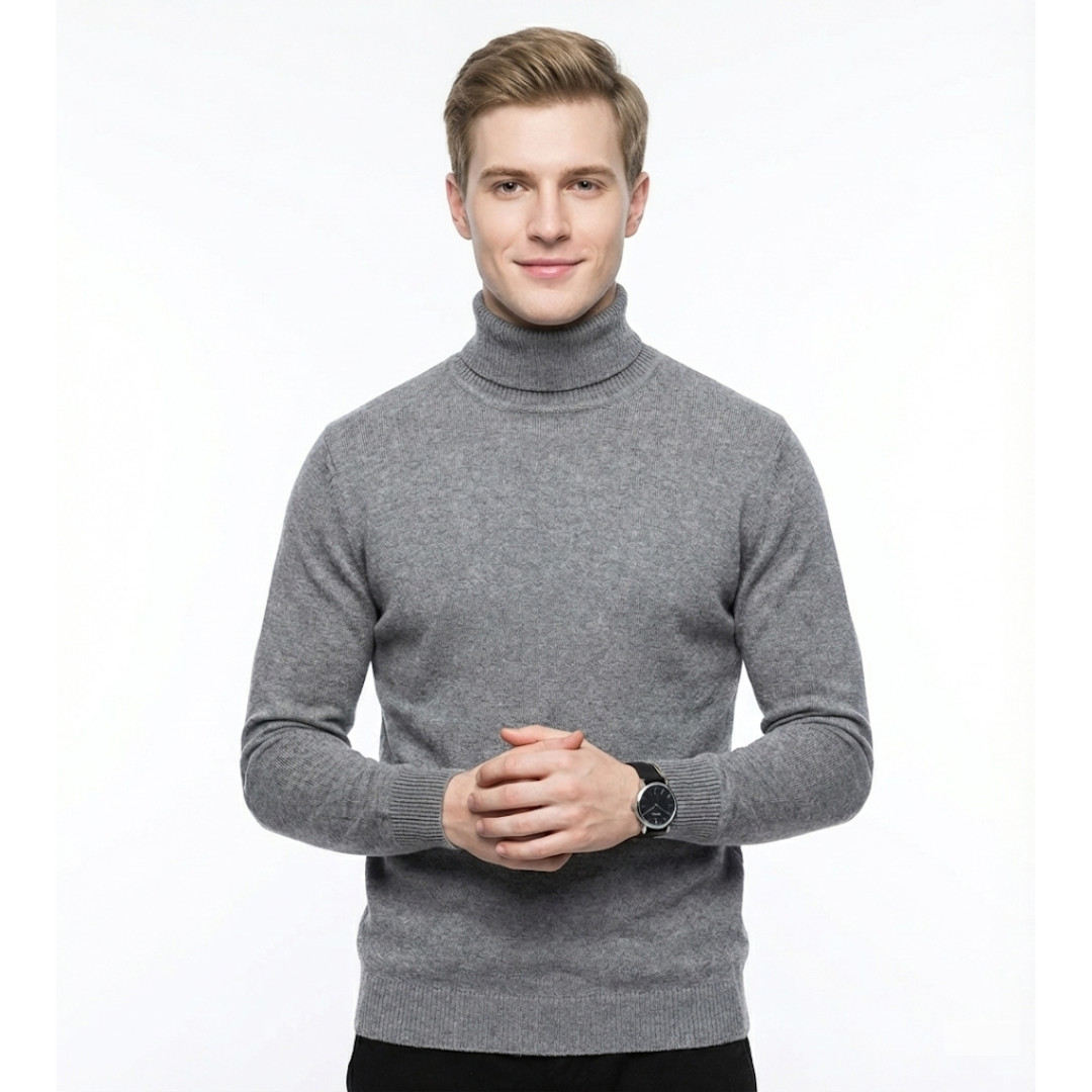 Monte Carlo Premium Rullekravebluse til mænd – Finmasket bluse med høj hals