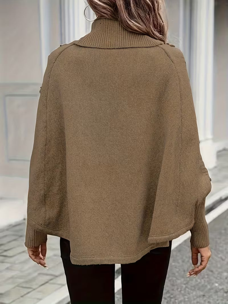 Lolana™ – Striktrøje med høj hals og flettet design