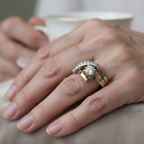 Vintage ring i guld- og sølvfarve med zirkonia
