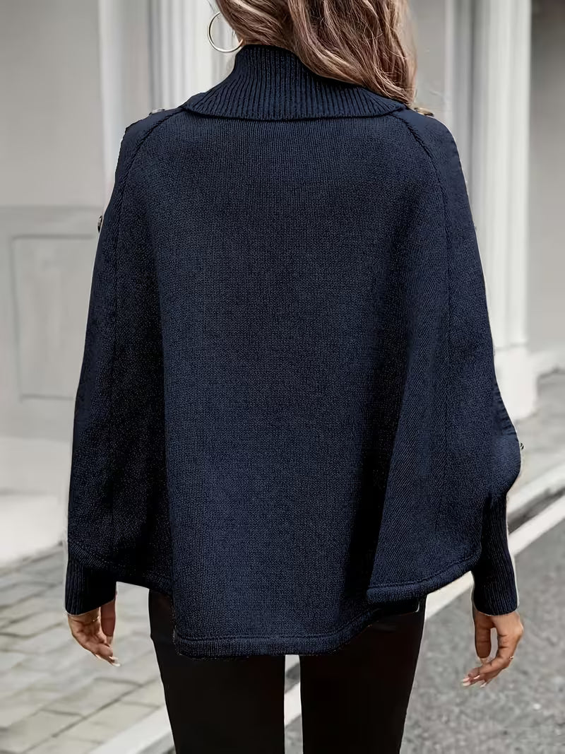 Lolana™ – Striktrøje med høj hals og flettet design