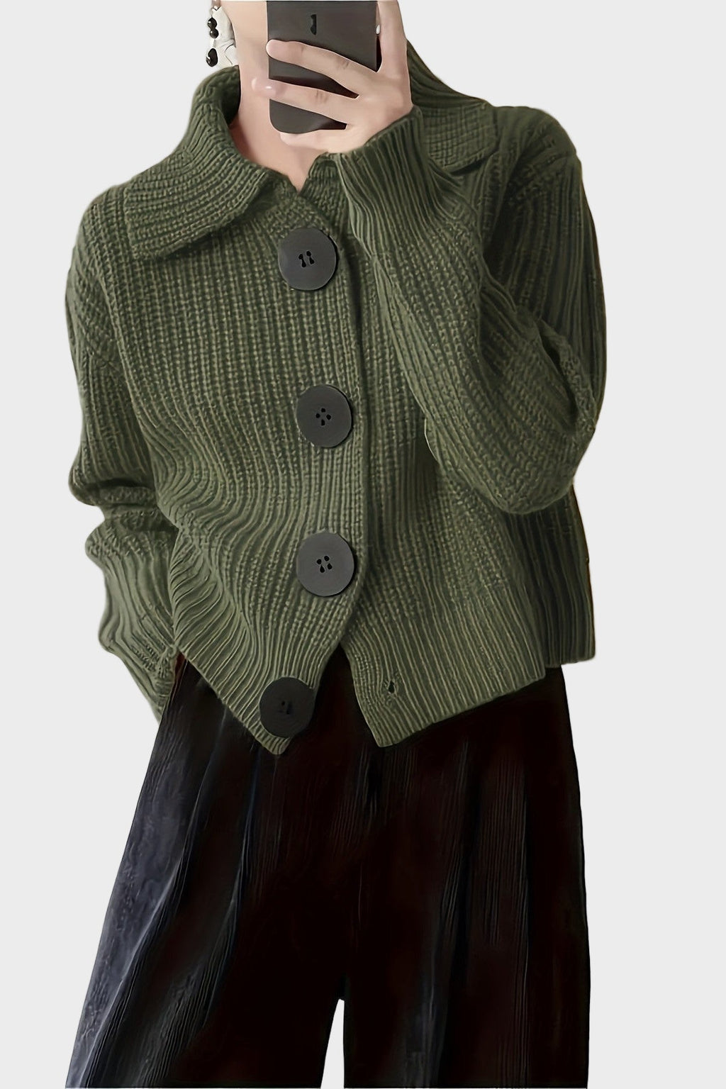Astrid | Olivengrøn Cardigan