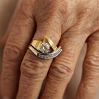 Vintage ring i guld- og sølvfarve med zirkonia