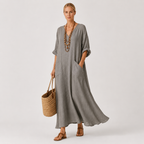 Kaftan Valentina Grå Ensfarvet