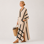 Kaftan Salma Beige Striber Sorte