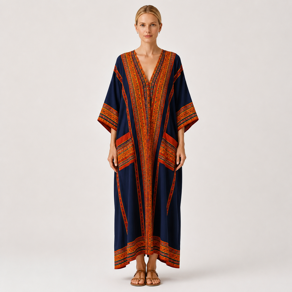Kaftan Samira Blå Etnisk
