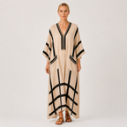 Kaftan Salma Beige Striber Sorte