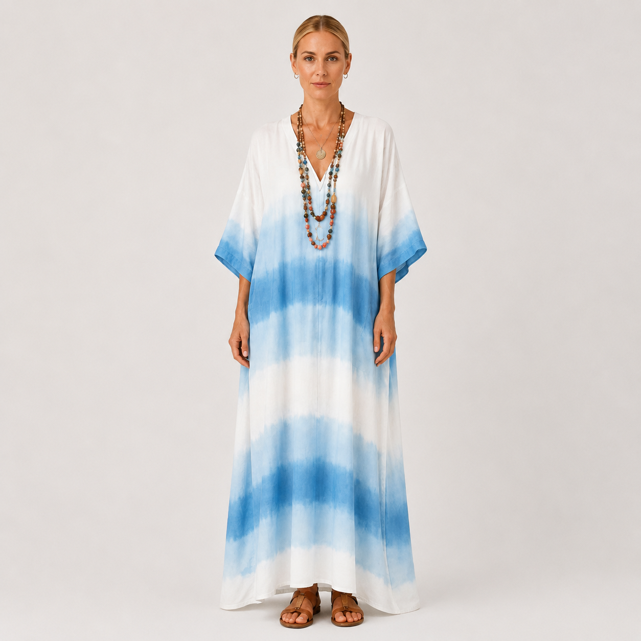 Kaftan Jamila Blå Degraderet