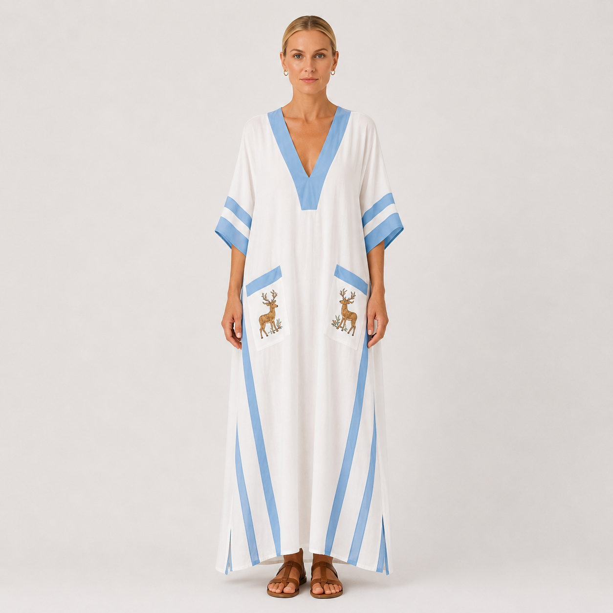 Kaftan Alba Hvid Striber Blå