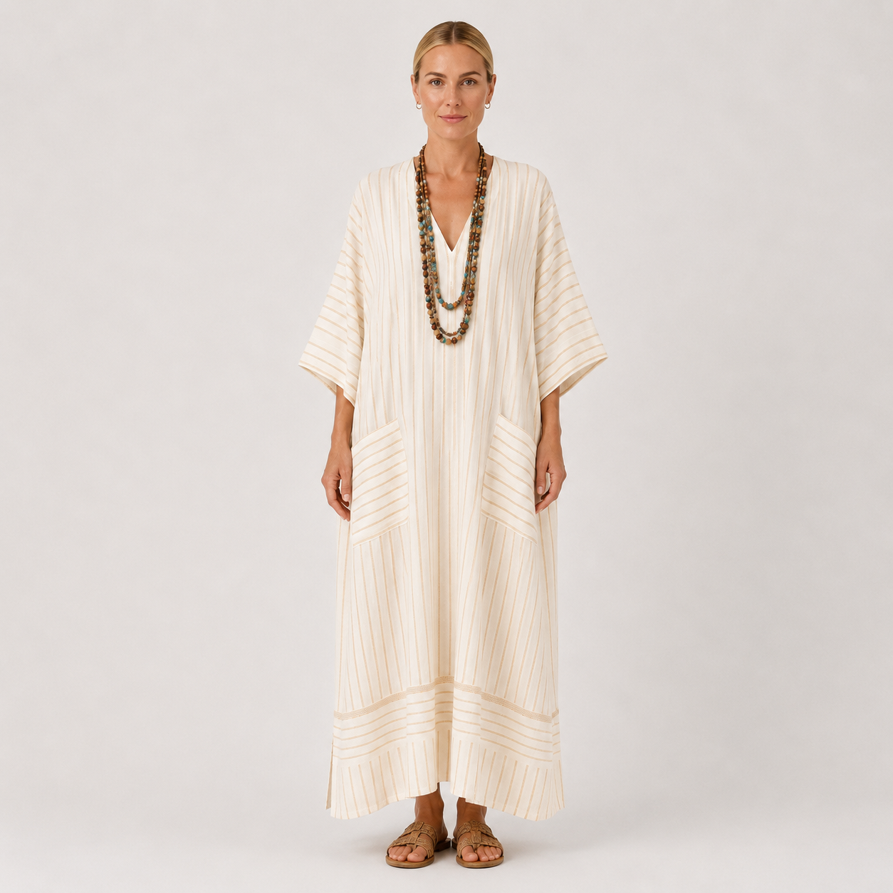Kaftan Farah Beige Striber
