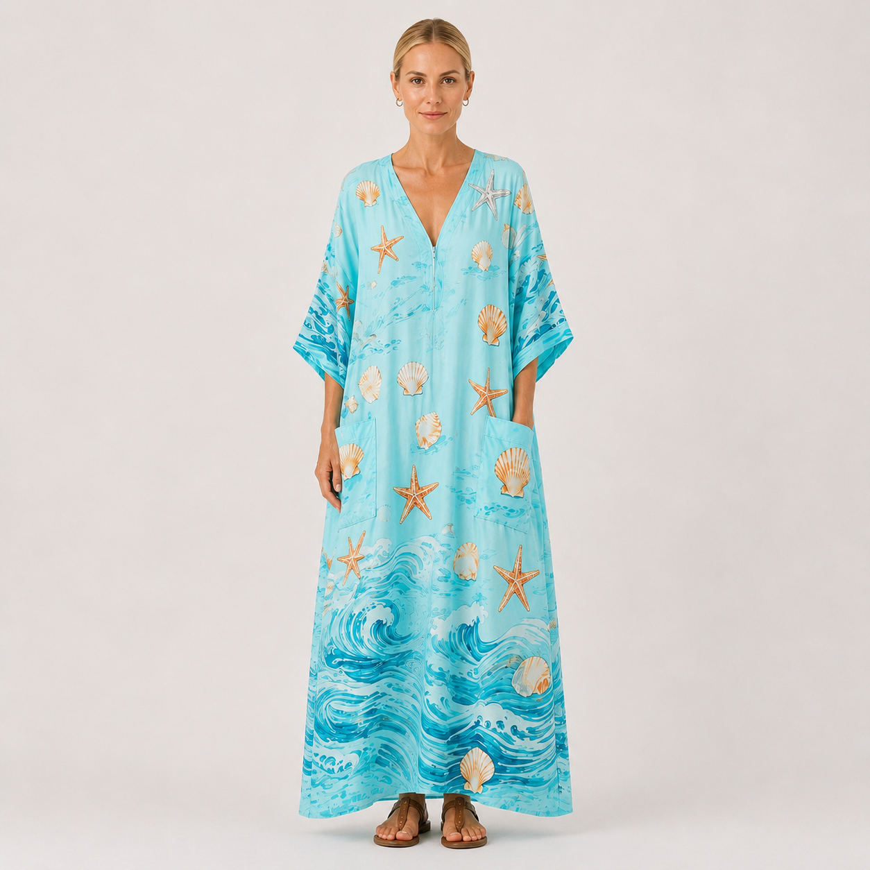 Kaftan Lucía Turquesa Marino