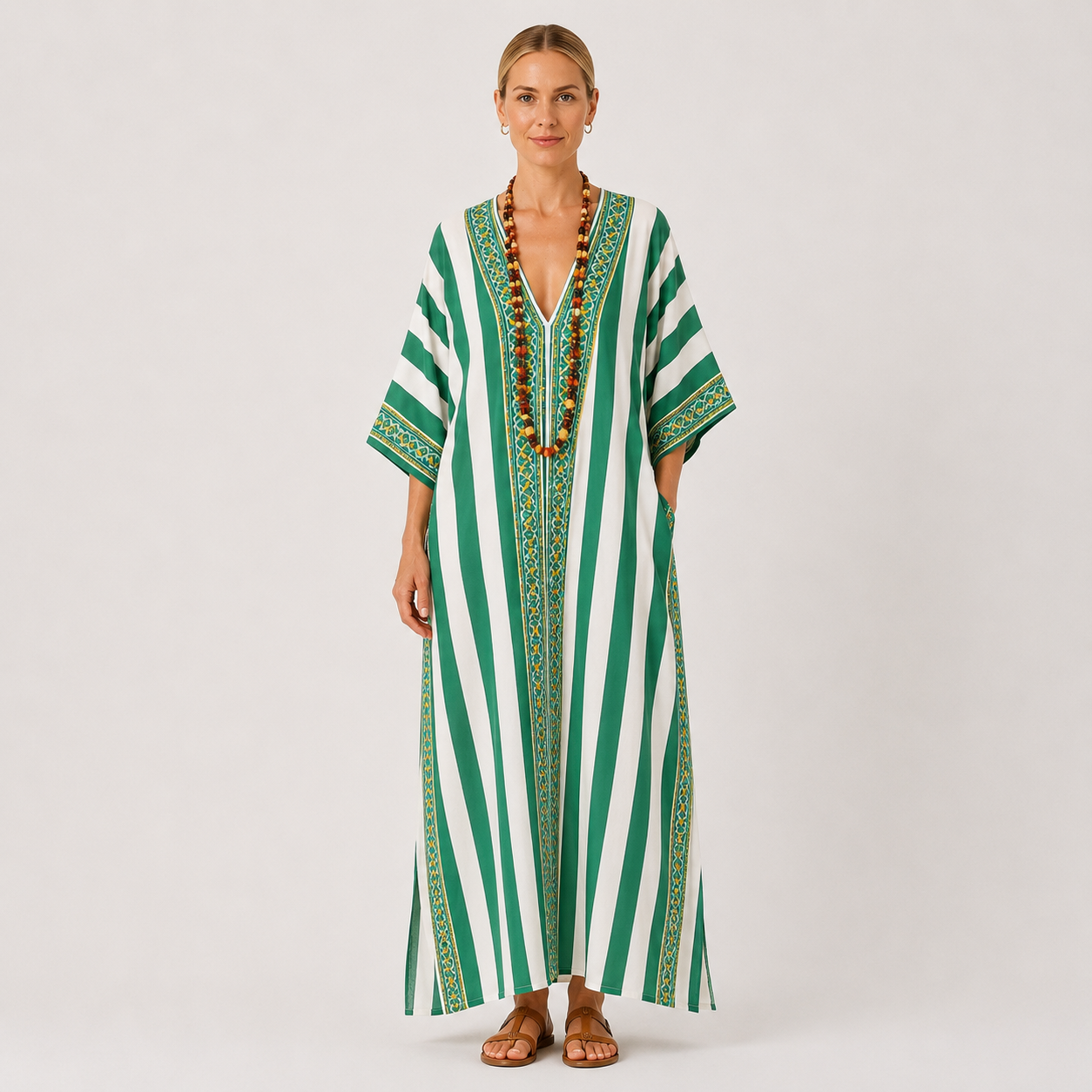 Kaftan Zoé Grøn Striber