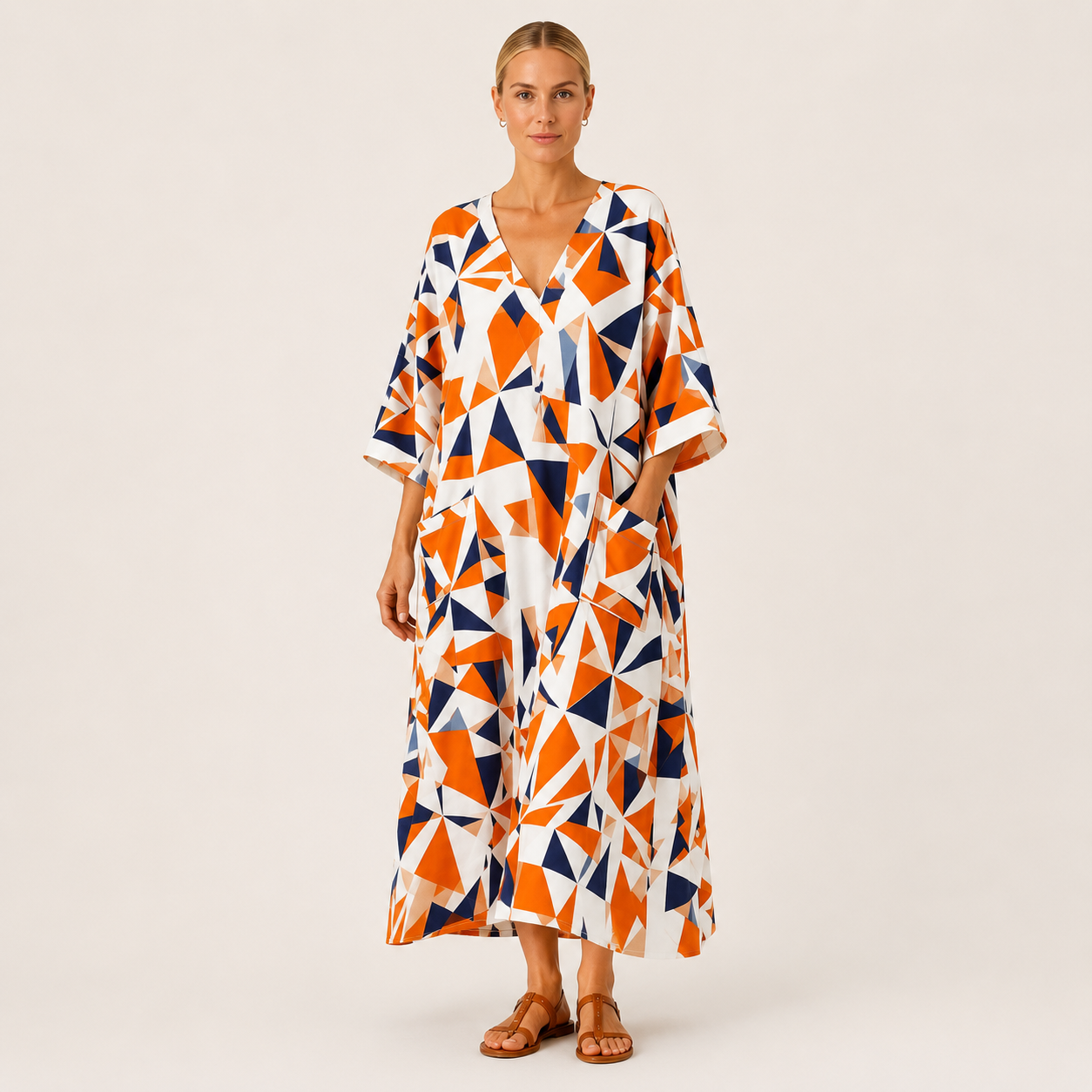 Kaftan Layla Orange Geometrisk