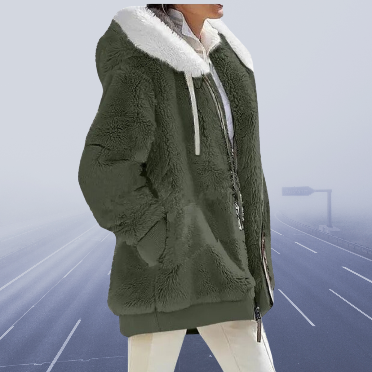 Frida™ - Blød Faux Fur Hættejakke