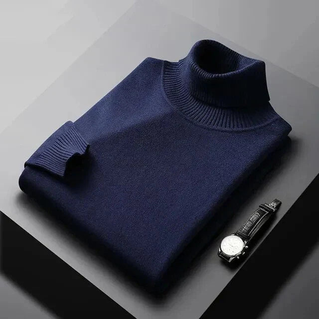 Monte Carlo Premium Rullekravebluse til mænd – Finmasket bluse med høj hals