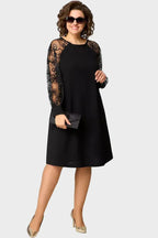 Milena™ | Elegant sort kjole med blondeærmer