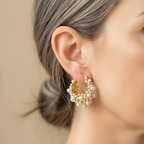 Hoop-øreringe i vintage-design i guld med perler